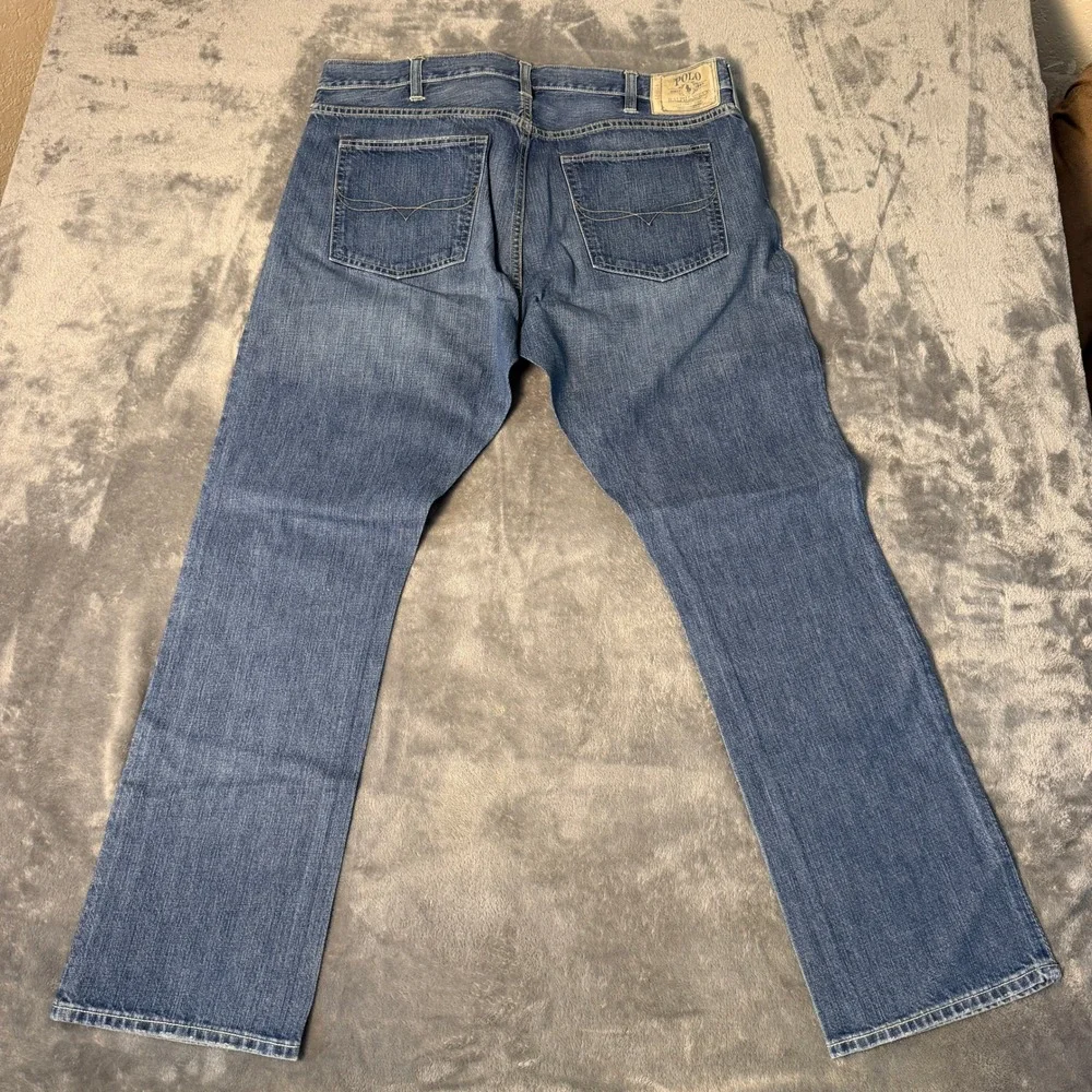 Polo Ralph Lauren 018 Slim Straight Mens 38x30 Jeans Medium Wash Starched Denim